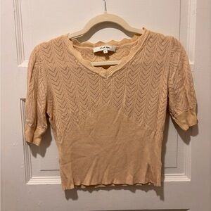 Simple Retro Tan Knit Blouse